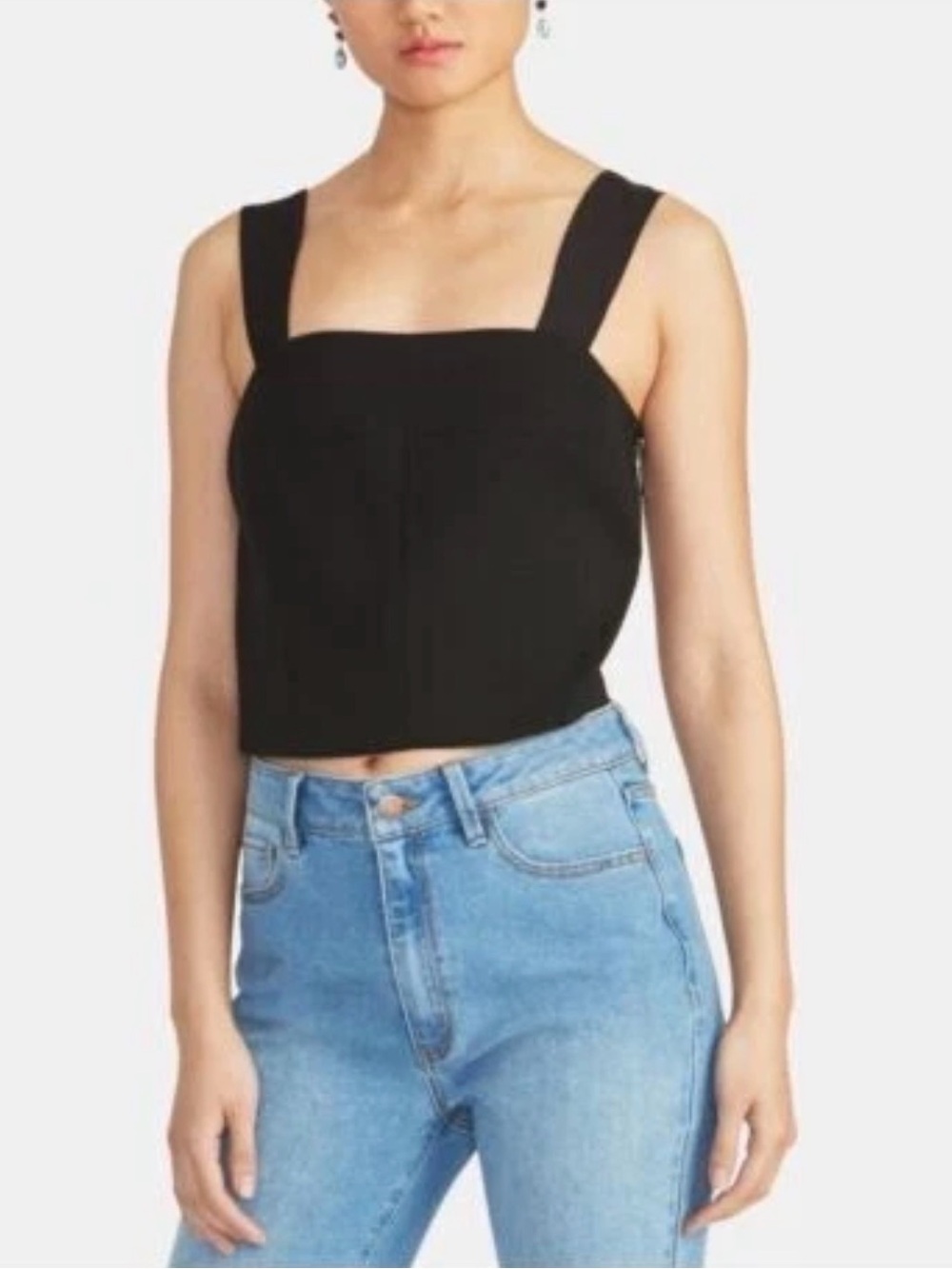 RACHEL Rachel Roy Black Knit Square-Neck Tank